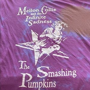 Purple, Pink, Brown Smashing Pumpkins Tye Dye Graphic Tee Size Large Distressed